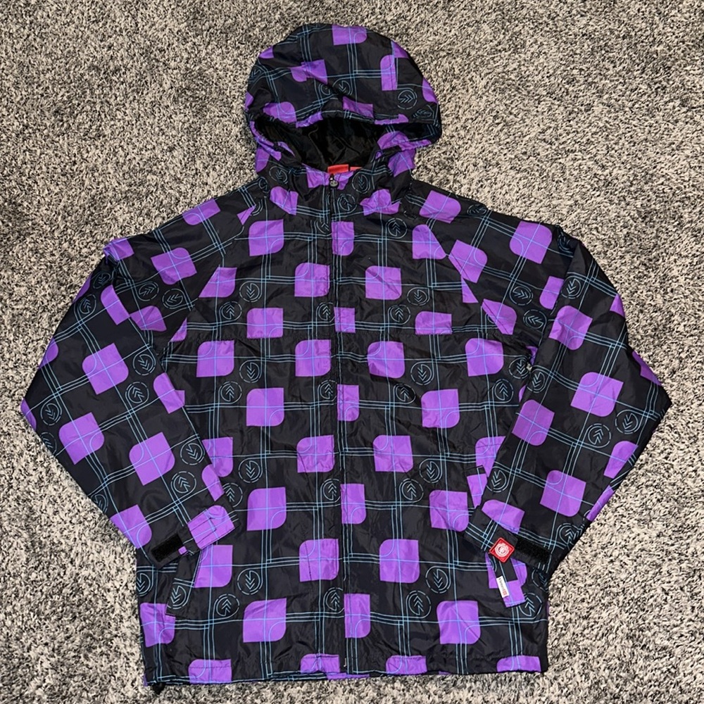 Vintage Element Skateboard Windbreaker Rain Jacket Purple black Mens S Retro Y2K